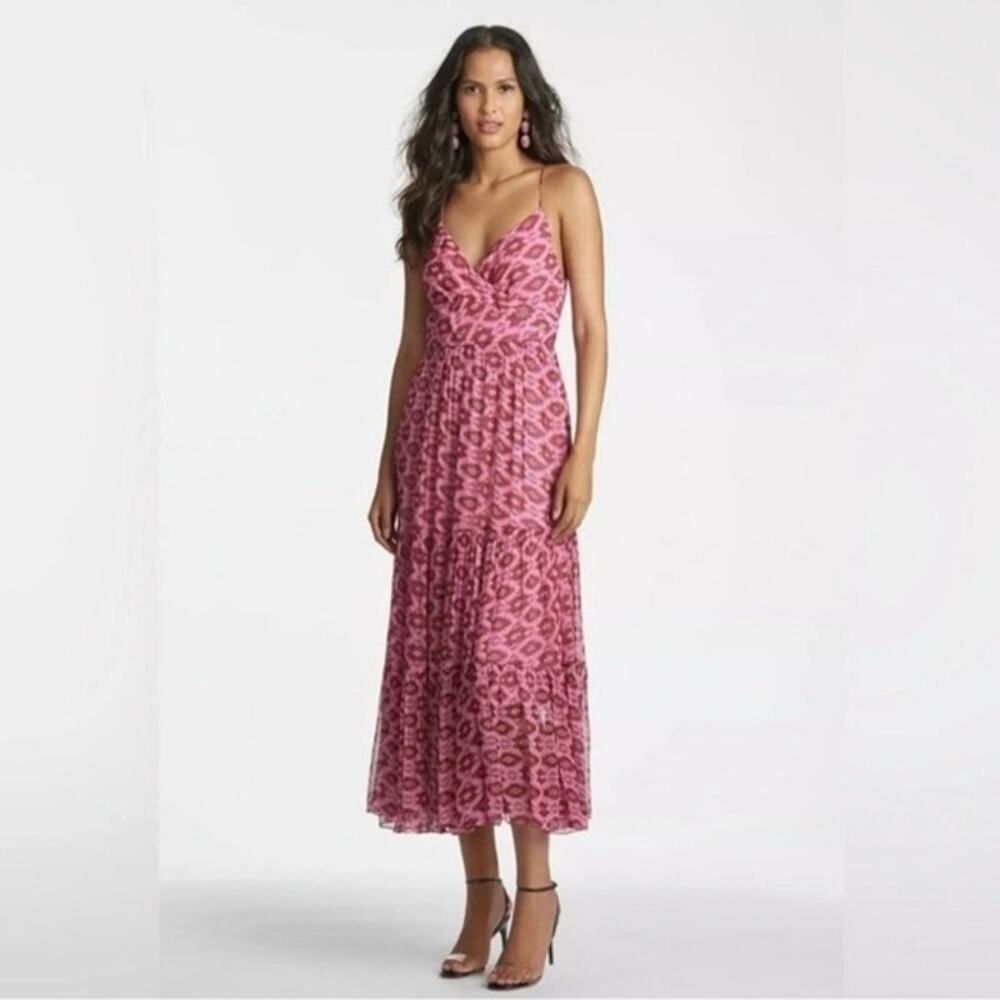 Sachin & Babi Dalia midi dress with a burgundy aztec motif size 4"
